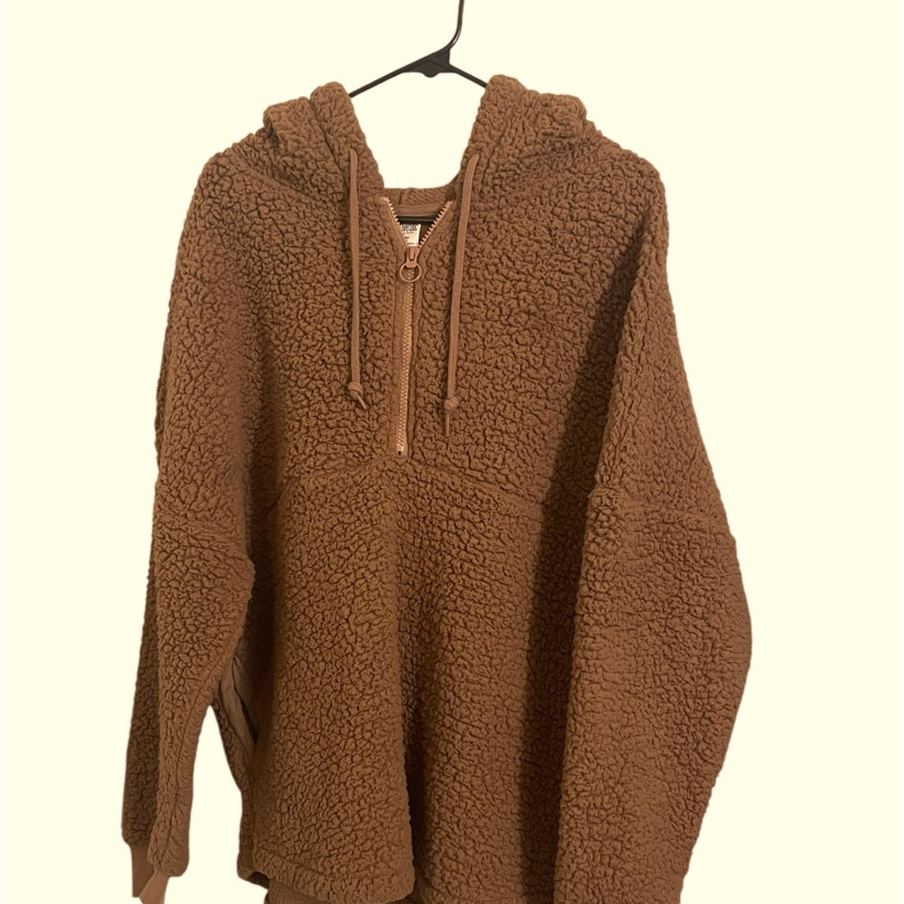Victoria’s Secret pink, cozy, fuzzy, medium size hoodie in a blush color